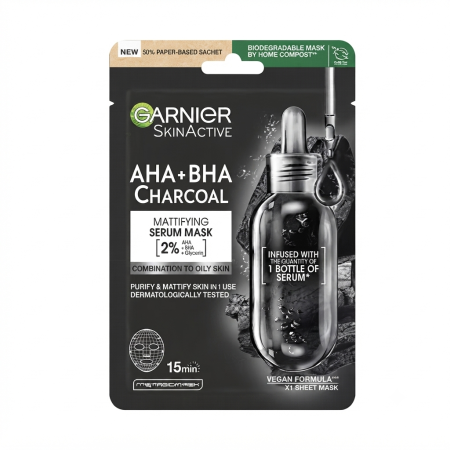 GARNIER AHA+BHA CHARCOAL SHEET MASK (1 sheet)
